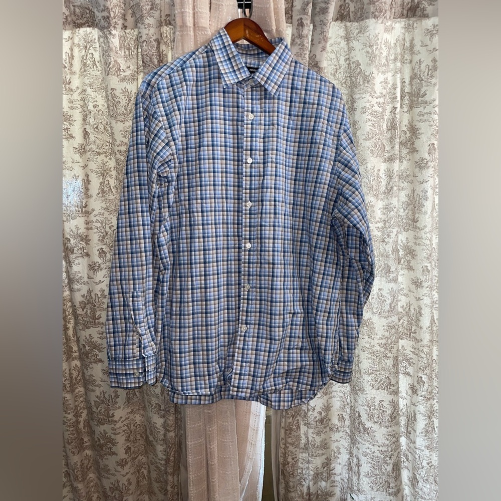Men’s Michael Kors Blue Plaid button down Shirt